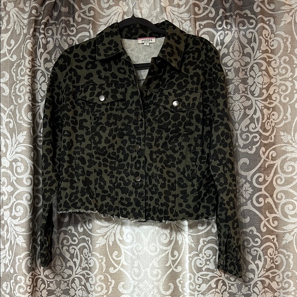 ANDREE BY UNIT Jackets & Blazers - Andree by unit Green Leopard Jean Jacket